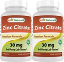 Beste Natürliche Zink 30mg Ergänzungen (als Zink Citrat) - Zink Vitamine für Erwachsene Immununterstützung - 120 Tabletten (120 Zähler (Pack von 2))