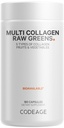 Codeage Multi Collagen Protein + Bio Raw Greens Superfood Capsules Supplement, 21 Obst & Gemüse, Grass-Fed Hydrolyzed Collagen Peptide, 5 Arten All-in-One, 180 Count