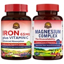 Vitalitown Magnesium Complex Supplement 500mg & 65mg Eisen Ergänzung für Frauen Männer, für Schlaf, Muskel, Blut Gebäude & Energie Verbesserung