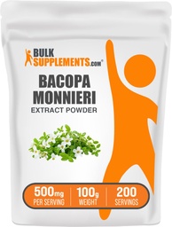 BulkSupplements.com Bacopa Extract Powder - Bacopa Monnieri Supplement, Kräuterergänzung - Vegan & Glutenfrei, 500mg pro Servierung, 100g (3,5 oz) (Pack von 1)