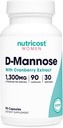 Nutricost D-Mannose mit Cranberry Extrakt für Damen 1300mg 90 Kapseln