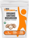 BulkSupplements.com Organische Shiitake Pilzextrakt Pulver - Organische Shiitake Pilzpulver-Ergänzung, Immununterstützung - Vegan & Glutenfrei, 1g pro Servierung, 250g (8.8 oz) (Pack von 1)