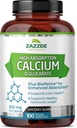 Zazzee High Absorption Calcium D-Glucarate, 500 mg pro Kapsel, 3 mg BioPerine für verbesserte Absorption, 100 Vegan Kapseln, Plus Broccoli 10:1 Extrakt, 100% Vegetarisch, CDG, All-Natural und Non-GMO