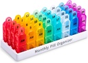 Pill Organizer Monatliche 2 Mal pro Tag, 30 Tage Pille Organizer AM PM, Ein Monat Pille Box Organizer mit einzigartigem Griff Design, 31 Tage Reisen Midicine Pillen Fälle halten an Vitamin, Ergänzungen & Medikamente