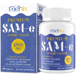 1200 MG SAM e Beilage für Brain, Mood, Gelenk und Leber, Hohe Absorption SAM-e (S-Adenosyl-L-Methionin) mit CoQ10, 5-HTP, Enteric Coated 60 Tablets, Vegan