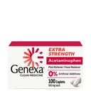 Genexa Clean Acetaminophen 500mg Extra Strength, Dye Free Pain Reliever Fever Reducer, 0% Künstliche Additive, Schmerzmedizin für Erwachsene, glaubt Kopfschmerzen, Backache, Minor Arthritis Pain, 100 Tabletten