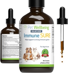 Pet Wellbeing Immune Sure for Dogs - Unterstützt normale Immunabwehr, Gut Flora Balance, Andrographis, Echinacea, Vitamin C, Zink - Veterinär-Formulierte Kräuterergänzung 4 oz (118 ml)