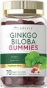 Carlyle Ginkgo Biloba 300mg | 70 Gummie | 45:1 Blatt Extrakt | mit Peach Raspberry Flavor | Vegan, Non-GMO, Glutenfreie Ergänzung