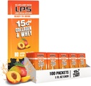 Ernährungsdesigns LPS Liquid Collagen & Whey Protein Supplement - Non-GMO Drink, Sugar-Free - fördert gesunde Haut und Haar für Männer & Frauen, Peach Mango, Single Serve (100 Packungen)