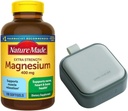 Natur Mades Magnesium 400 mg Extra Strength 180 Softgels, 180 Supply Days | Unterstützt Muskelentspannung, Nerve, Knochen und Herz Gesundheit | Bunde mit LONG GLACIER Pill Oragnizer, Grün