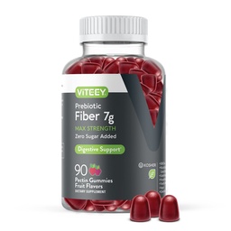 Viteey Prebiotic Fiber Gummis für Erwachsene, 7g - Gut Health & Digestive Soluble Fiber Supplement Gummis - Zero Sugar Hinzugefügt, Vegan, Gluten-Free - 90 Count