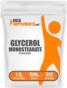 BulkSupplements.com Glycerol Monostearat Pulver - Glycerol Supplement, GMS Powder - Unflavored, Food Grade & Glutenfrei, 1,5g pro Servierung, 500g (1.1 lbs) (Pack von 1)