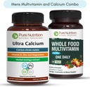 Pure Nutrition Ultra Calcium 1000mg und Ganze Lebensmittel Herren Multivitamins 1500mg für gesunde Knochen, Gelenke und allgemeine Wellness. Ultra Calcium 90 Tabs + Mens Multivitamins 60 Tabs.