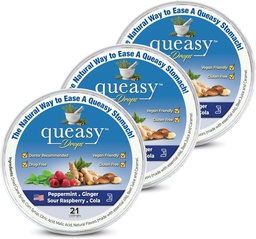 Drei Lollies Queasy Tropfen - Relief von Übelkeit & Reise Krankheit - Glättet einen trockenen Mund & Settles Der Stomach - Natürliche Zutaten - 4 Flavors - 21ct (Pack von 3)