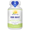UND GIVE US TODAY UNSERE DAILY L-Methylfolat 15 mg / 15000 mcg Maximum Strength Active Folate, 5-MTHF, Filler Free, Glutenfrei, Non-GMO, Vegetarische Kapseln (4 Monate Versorgung) (120)