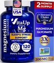 Magnesium Glycinate 200mg - USA Made Magnesium Supplement for Sleep, Heart, Bones, Metabolism Support - Hohe Absorption Magnesium Bisglycinat Kapseln - 120 Vegan Chelat Kapseln