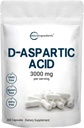 Micro Ingredients D-Aspartic Acid 3.000mg pro Servierung, 300 Kapseln | Pure DAA für Energie, Testosteron & Performance Support | Non-GMO, Gluten-Free, Soy-Free