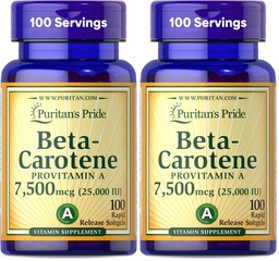 Puritan's Pride Beta Caroten für Immun- und Augengesundheit zur Unterstützung eines gesunden Immunsystems 100 Softgels (Pack von 2)