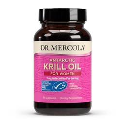 Dr. Mercola Krill Öl für Frauen - 2 mg Astaxanthin - MSC zertifiziert nachhaltig - Unterstützt Gehirn, Haut und Immunsystem - mit Omega-3-Fettsäuren - Nicht-GVO, Gluten-frei & Soja-frei - 90 Kapseln (30 Portionen)