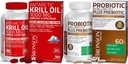 Bronson Probiotic 50 Milliarden CFU + Präbiotikum mit Apfelpolyphenolen & Ananasfrucht Extrac Antarktis Krillöl 1000 mg mit Omega-3s EPA DHA