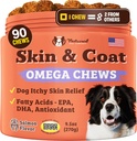 Natural Dog Company Skin & Coat Supplement für Hunde – Omega 3 Lachsöl, Biotin & Vitamin E unterstützen Shiny Coat, Gesunde Haut & Normal Shedding, fördert Komfort von Okzial Itch, 90 Count