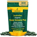 Biogenesis SuperGreens Plus Tablets – 300 Count (200 mg) | Unflavored | Organic Chlorella, Wheatgrass & Gerste Grass | Australian Grown | Unterstützt Energie &amp; Immunität | Vegan Mini Talets