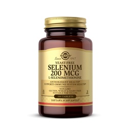 Solgar Hefe-freies Selen 200 mcg 100 Tabletten - Unterstützt Antioxidans & Immunsystem Gesundheit - Nicht-GVO Vegan Gluten-freies Molkerei-freies Koscher - 100 Portionen, Aromalos, Standardverpackung