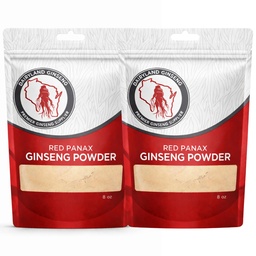 Rotes Panax Ginseng-Pulver mit natürlichen Ginsenosiden (16 oz)- Unterstützt gesunde Energie, Vitalität, Stimmung und mehr, koreanisches Panax Ginseng-Root-Pulver für Feuchtigkeit, Kaffee oder Getränke (2 Packungen)