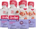 SlimFast Advanced Nutrition Meal Replacement Protein Shake - Bereit zu trinken, Pink, Erdbeeren & Cream, 4 Flaschen (Pack von 3)