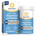 Renew Life Extra Care Digestive Probiotic Capsules, 50 Billion CFU Garantiert, Tägliche Ergänzung unterstützt Immun-, Verdauungs-, Atmungs-Gesundheit(1), L. Rhamnosus GG, Dairy, Soy und Gluten-Free, 90 Count