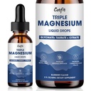 Magnesium Glycinate Flüssigkeitstropfen mit Taurate & Citrate, Magnesium Ergänzung für Schlaf, Beruhigung & Entspannung, mit Kalium & Omega-3, Hochabsorption Formel, Blaubeeren Geschmack, 2 Fl Oz