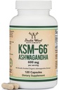 Double Wood Supplements Ashwagandha KSM 66 Organic and Clinically Studyd Extract (600mg pro Servierung, 120 Kapseln, 60 Servietten) Adaptogen Cortisol Manager für Frauen und Männer