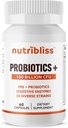 Probiotika für Frauen und Männer Verdauungsenzyme mit Präbiotika 100 Billion CFU 34 Strains unterstützt Verstopfung, Durchfall, Gas & Bloating (60 Kapseln)