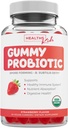 USDA Organic Probiotics for Kids (Non-GMO) Erdbeeren Flavor Kids Probiotic Gummies for Digestion & Immune Support - 2.5 Billion CFU von DE111 Spore Forming Strain for Maximum Survivability - 30 Gummys