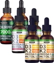 NUSAVA Erdbeeren Flavored D3 K2 Tropfen, Vanille Flavored D3 K2 Tropfen, & Chlorophyll Flüssigkeitstropfen Bundle - Potente flüssige Vitamine für Herz, Gelenk, Energie, & Immununterstützung - Non-GMO, Gluten-Free, 2pk