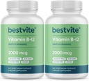 BESTVITE Vitamin B12 (Methylcobalamin) 2000mcg (480 vegetarische Kapseln)(2 x 240) (Methyl B12) - No Stearates - Vegan - Non GMO - Glutenfrei