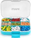 Große Pille Organizer, 9 Komponenten Portable Travel Pill Box Case Moisture Proof, XL Pill Container Halter für Vitamine, Cod Liver Öl, Ergänzungen, Medikamente (blau)