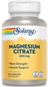Solaray Magnesium Citrat - Reine Magnesium Citrat Kapseln, Ergänzung für Kalorien, Knochengesundheit, Zelluläre Energie, Herz- und Muskelunterstützung, 400mg pro Servierung - 90 Vegan Kapseln (Pack von 2)