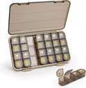 Pill Organizer 4 Mal A Day, 7 Tage Pille Box 4 Mal A Day - Acedada Wöchentliche Medizin Box Organizer mit separatem Fall, Portable Daily Pill Container Dispenser für Vitamin Fish Oils Supplements, Braun