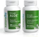NatureCity Joint Support Bundle| True-Aloe Made with Organic AloeVera, 120 Kapseln + True-Curcumin mit 500mg hochabsorbierbarem BCM-95 Curcumin + Turmeric Essential Oil, 30 Kapseln
