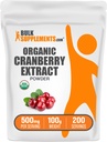 BulkSupplements.com Organic Cranberry Extract Powder - Organic Cranberry Flavoring Powder, Sourced from Vaccinium Macrocarpon Fruit - Vegan & Gluten Free, 500mg pro Servierung, 100g (3.5 oz) (Pack von 1)