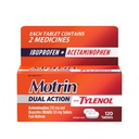 Motrin Dual Action mit Tylenol, Ibuprofen & Acetaminophen Fast-Acting Dual Action Pain Reliever for Minor Aches & Pains, Ibuprofen (NSAID) 125 mg & Acetaminophen 250 mg, 120 ct