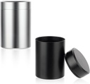 2pcs Portable Metal Pill Organizer, Runde tägliche Pillen Box Holder Pocket Small Pill Case Medicine Organizer Vitamin Bottle Container für Reisen Outdoor Fish Oils Supplements (Black+Silver)