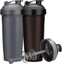 [2-Pack] 28-Ounce Shaker Bottle | Protein Shaker Bottle mit Action-Rod Wire Mixer | Shaker Cups sind BPA Free und Spülmaschine Safe | Black & Gray