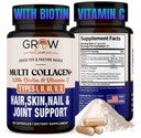 Vitamin Multi Collagen Kapseln wachsen 1800MG (Typen I, II, III, V & X) - Non GMO, Gras Fed Collagen - Anti-Aging-Unterstützung für Haare, Haut, Nägel - Protein Pillen für Gelenkunterstützung - 90 Kapseln
