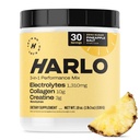 Harlo - Collagen & Creatine Elektrolyt-Getränk-Mix – Ananas-Salz-Flamvor – Hydrating Pre & Post Workout-Pulver – Unterstützt Haut, Gelenke & Muskel-Recovery – Zuckerfreie Energie-Boost