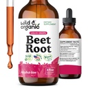 Wild & Organic Beet Root Extract Drops - 8000 mg Fresh Beetroot Extract Equivalent - Extrakt 20:1 - Liquid Red Beets Supplements - 400 mg pro Servierung - Vegan, Alkohol & Zuckerfrei - 4 fl oz