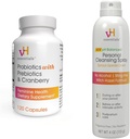 vH essentials Probiotics mit Präbiotika und Cranberry Feminine Health Supplement - 120 Kapseln und Personal Cleansing Spray Bundle