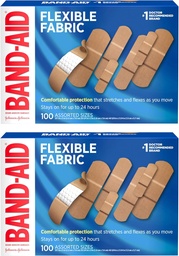 BAND-AID Marke Flexible Stoff Klebebänder mit Memory-Weave Stoff, Quilt-Aid Comfort Pad & Hurt-Free Pad; Wound Pflege für Minor Cuts, Scrapes, & Wounds, sortierte Größen, 2 x 100 Count