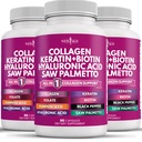 NEU AGE Collagen Pillen Biotin Keratin Saw Palmetto Hyaluronsäure- Vitamin E Folsäure Kürbis Seed MSM- 270 Count